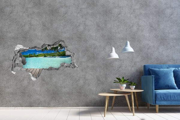 Wandsticker 3D doorkijk Zwarte katten op een witte achtergrond