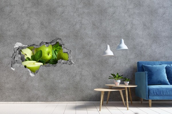 3D sticker gat in stenen muur Tropische jungle in zwart-wit