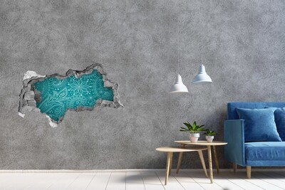 3D sticker gat in stenen muur Bloemenpatroon op de muurachtergrond