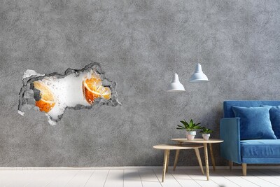 Wandsticker 3D doorkijk Berglandschap in een gat in de muur