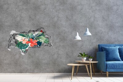 Wandsticker 3D doorkijk Gebarsten muur met zicht op het beton
