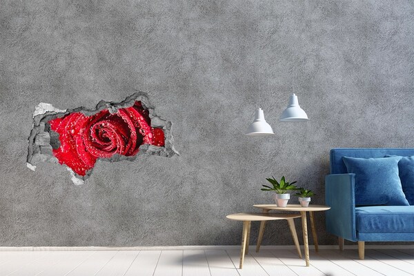 3D sticker gat in stenen muur Bloemenoase in beton