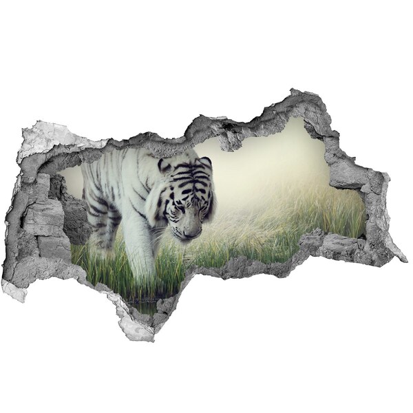 3D muursticker gescheurde muur Een bloemenparadijs achter de muur.