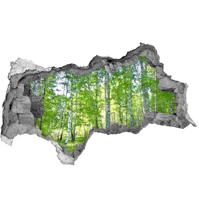 Zelfklevende 3D wandsticker illusie Groen bos in het zonlicht