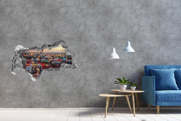Wandsticker 3D doorkijk New York met uitzicht op het Vrijheidsbeeld.