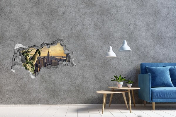 3D sticker gat in stenen muur Koffie in het hart van de muur