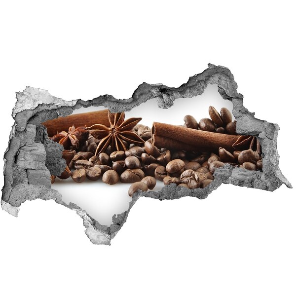 3D muursticker gescheurde muur Koffie met kruiden