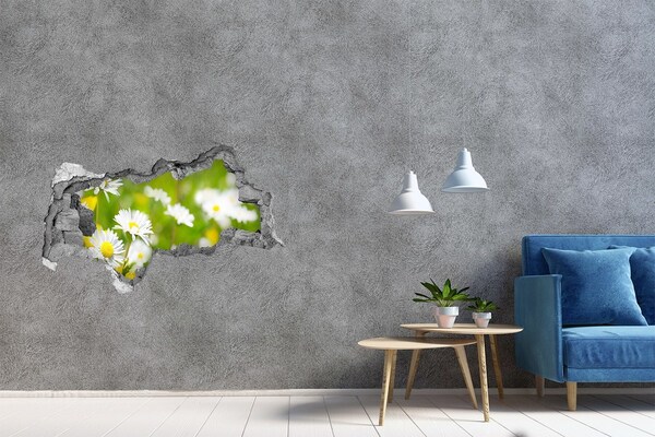Zelfklevende 3D wandsticker illusie Bloemen in de weide