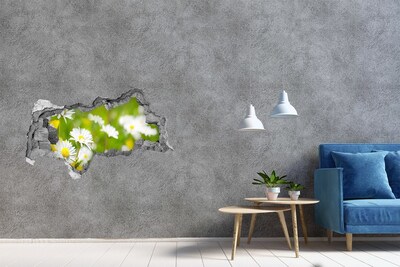 Zelfklevende 3D wandsticker illusie Bloemen in de weide