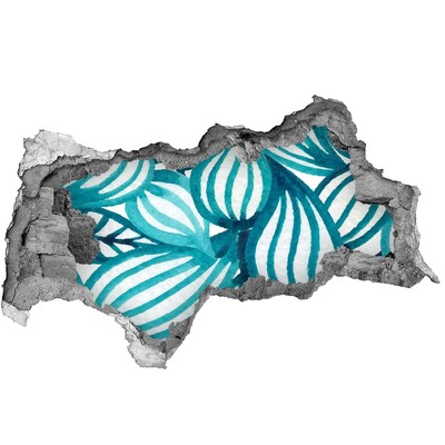 Okleina 3D dziura na ścianę Tropikalne liście w dziurze w ścianie