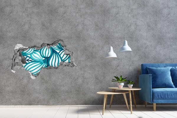 3D sticker gat in stenen muur Bloemenpatroon in regenboogkleuren