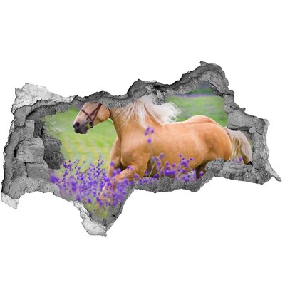 3D sticker gat in stenen muur Zoete aardbeien in beton
