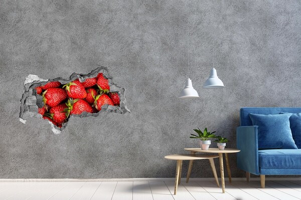 Zelfklevende 3D wandsticker illusie Fruitpatroon op een blauwe achtergrond