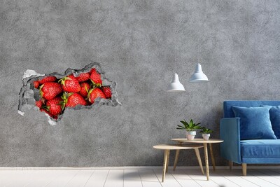 Zelfklevende 3D wandsticker illusie Fruitpatroon op een blauwe achtergrond