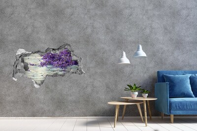 Wandsticker 3D doorkijk Een ingestorte muur die uitkijkt over een lege ruimte.