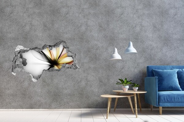 Zelfklevende 3D wandsticker illusie Bloemen en stenen in een zen-tuin