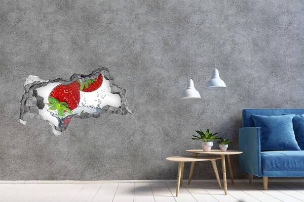 Wandsticker 3D doorkijk Gat in de muur Bloemenpatronen