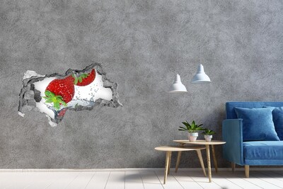 Wandsticker 3D doorkijk Gat in de muur Bloemenpatronen
