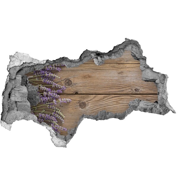 Samoprzylepna dziura naklejka Kwiaty lawendy w drewnianej skrzyni