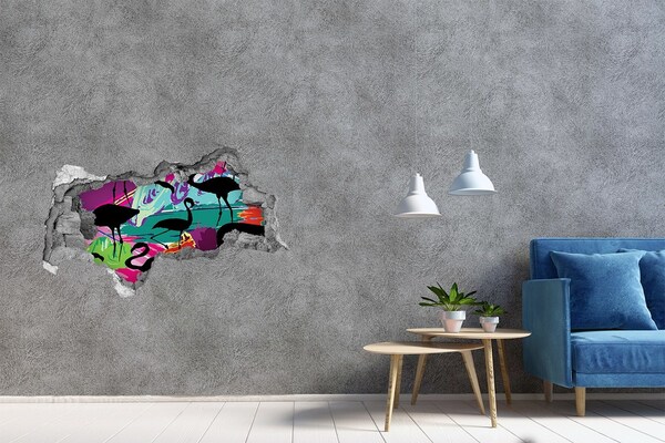 3D sticker gat in stenen muur Vulkanische lava