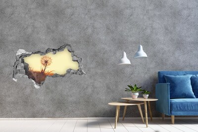 Zelfklevende 3D wandsticker illusie Zoete kersen op een blauwe achtergrond