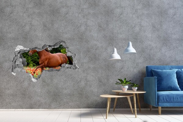 3D muursticker gescheurde muur Een houten plank in een gat in de muur