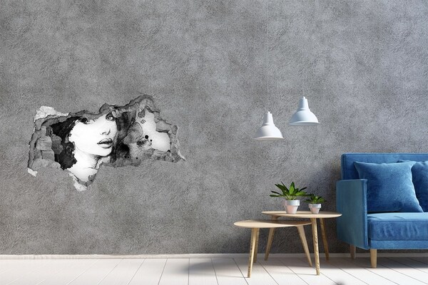 3D sticker gat in stenen muur Waterval tussen herfstbomen