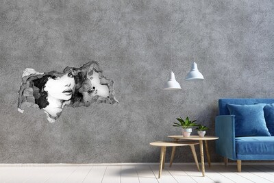 3D sticker gat in stenen muur Waterval tussen herfstbomen