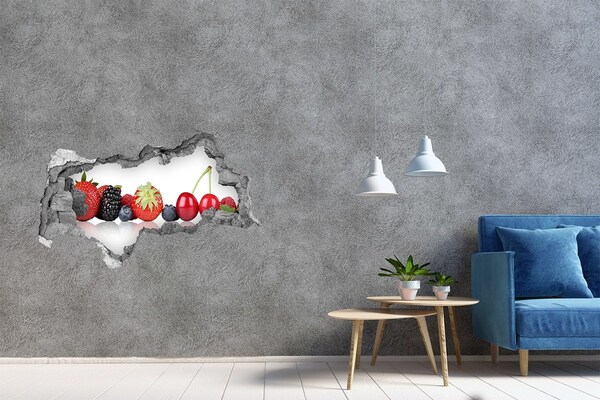 Zelfklevende 3D wandsticker illusie Bloemenlandschap met vlinders