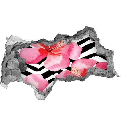 3D sticker gat in stenen muur Een verwoeste bakstenen muur