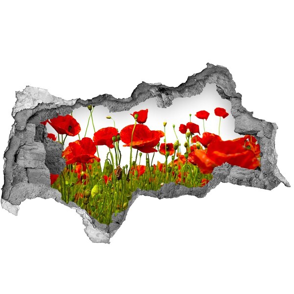 Zelfklevende 3D wandsticker illusie Een bloemenparadijs achter de muur.