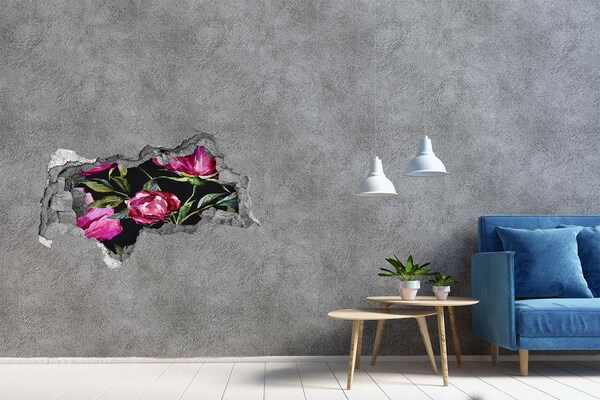 3D sticker gat in stenen muur Tropische oase met een vogel