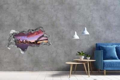 3D sticker gat in stenen muur Een doelpunt in het voetbal