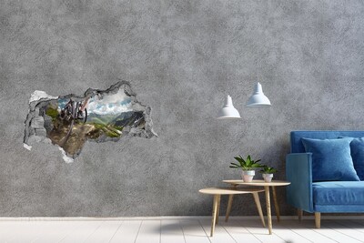 Wandsticker 3D doorkijk Zonsondergang boven het meer