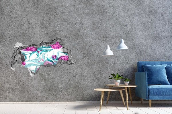 Okleina 3D dziura na ścianę Kwiatowy ogród za ścianą