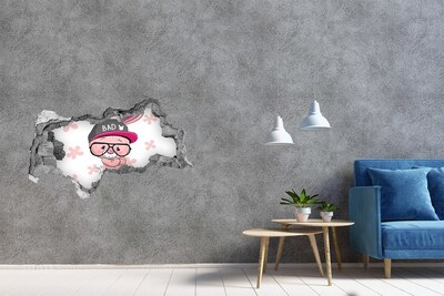 3D muursticker gescheurde muur Groene jungle door een gat in de muur