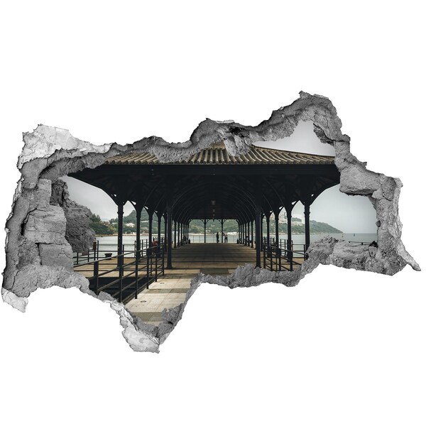 Zelfklevende 3D wandsticker illusie Beschadigde bakstenen muur