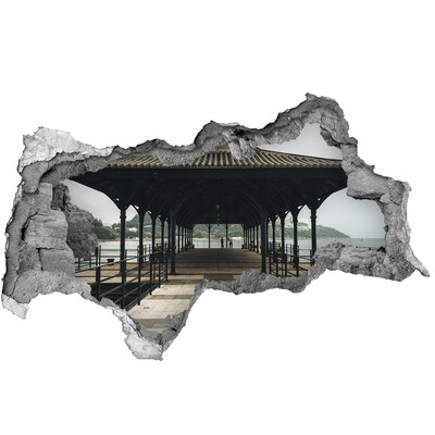 Zelfklevende 3D wandsticker illusie Beschadigde bakstenen muur