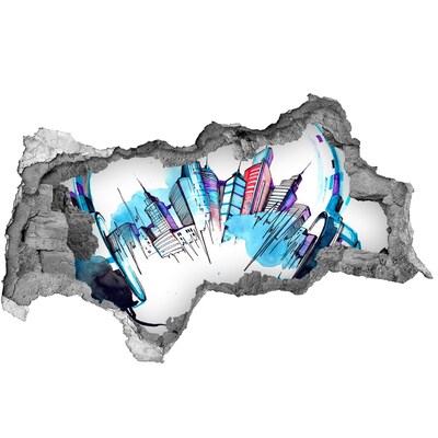 Samoprzylepna dziura 3D naklejka Nowoczesne miasto w ruinie