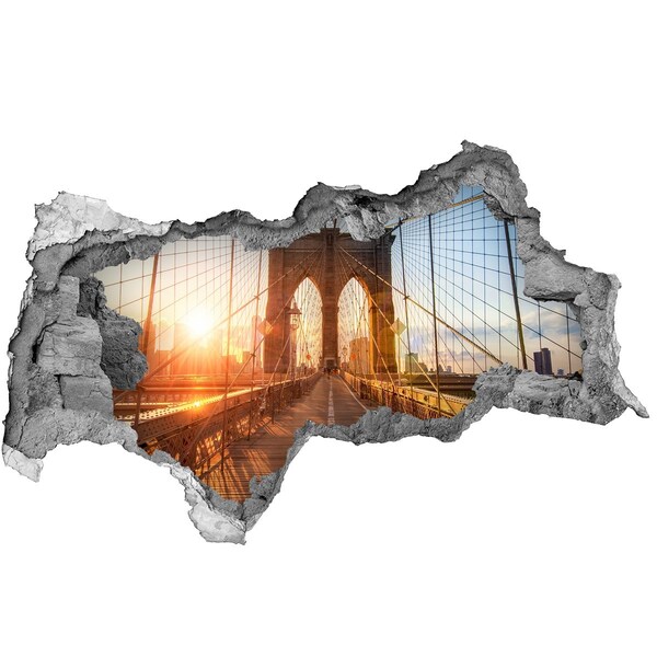 Fototapeta dziura na ścianę 3d Brooklyn Bridge w zachodzie słońca
