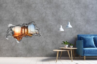 Fototapeta dziura na ścianę 3d Brooklyn Bridge w zachodzie słońca