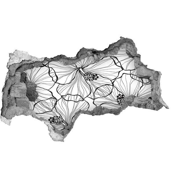 Okleina 3D dziura na ścianę Kwiatowy motyw w dziurze w ścianie