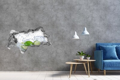Zelfklevende 3D wandsticker illusie Kaart met vergrootglas in een gat in de muur