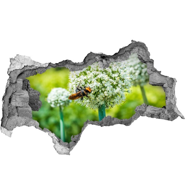 Samoprzylepna dziura na ścianę Kwiatowa łąka z pszczołą