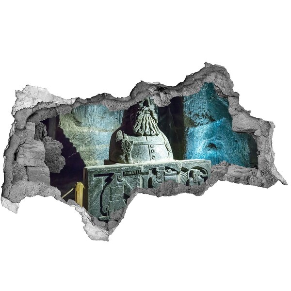 Wandsticker 3D doorkijk Een sensueel gezicht in een gebroken muur