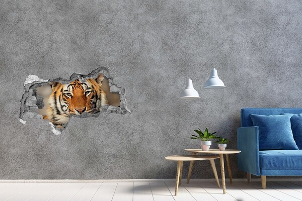 3D muursticker gescheurde muur Een bloemenparadijs achter de muur.