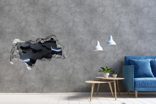 3D muursticker gescheurde muur Groen bos met zonnestralen
