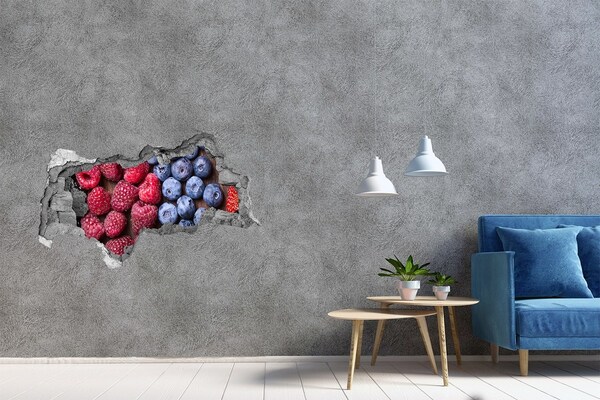 Zelfklevende 3D wandsticker illusie Bloemenexplosie in beton