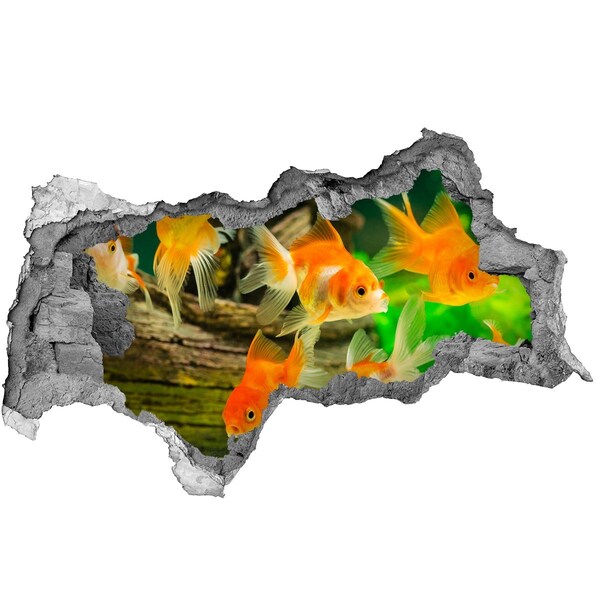 3D sticker gat in stenen muur Bloemen in beton