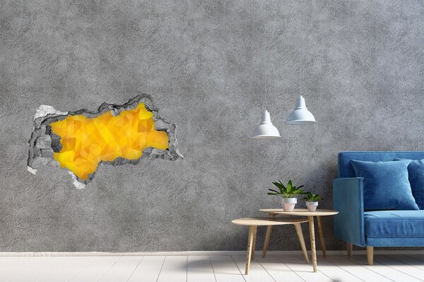 3D muursticker gescheurde muur Bloemenpatroon op een roze achtergrond